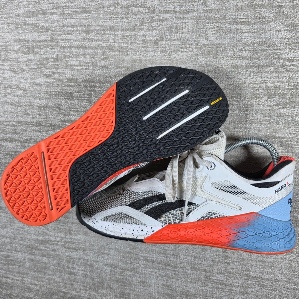 Reebok Nano X EF7533 Womens 10 White Black Orange Blue Training Shoes